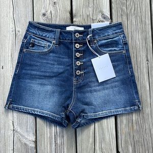 Kancan Buttonfly High Rise Denim Shorts